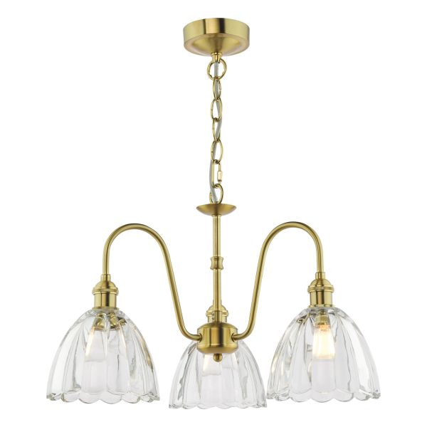 Люстра Dar Lighting HAD0340-11 Hadano 3 Light Pendant Natural Brass and Glass