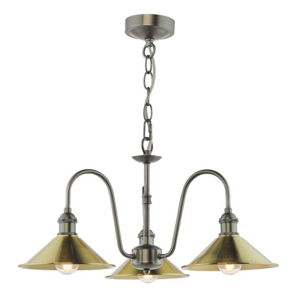 Żyrandol Dar Lighting HAD0361-01 Hadano 3 Light Pendant Antique Chrome and Aged Brass