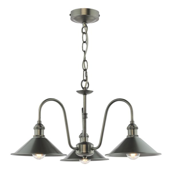 Люстра Dar Lighting HAD0361-02 Hadano 3 Light Pendant Antique Chrome and Antique Pewter