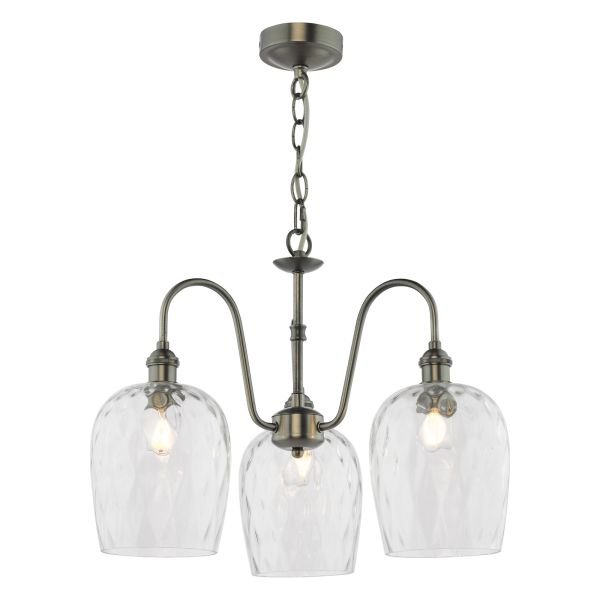 Люстра Dar Lighting HAD0361-03 Hadano 3 Light Pendant Antique Chrome and Glass