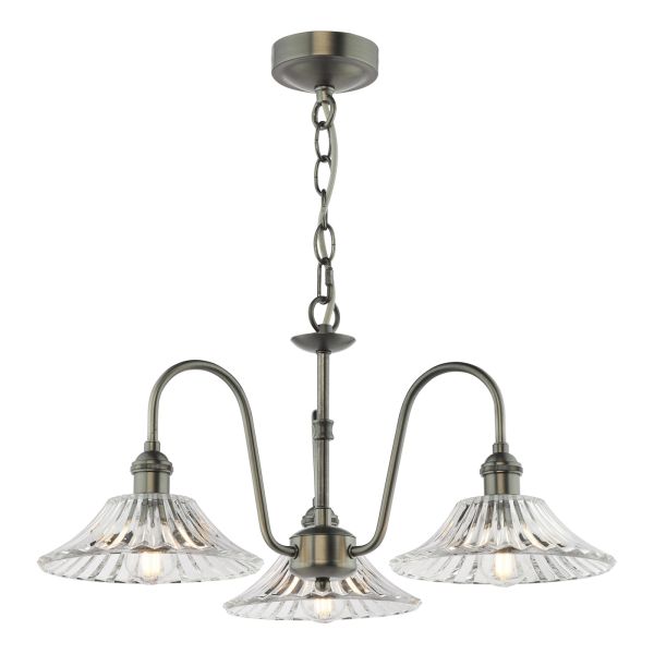 Люстра Dar Lighting HAD0361-04 Hadano 3 Light Pendant Antique Chrome and Glass