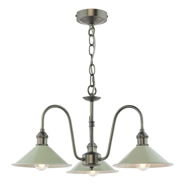 Żyrandol Dar Lighting HAD0361-06 Hadano 3 Light Pendant Antique Chrome and Matt Taupe
