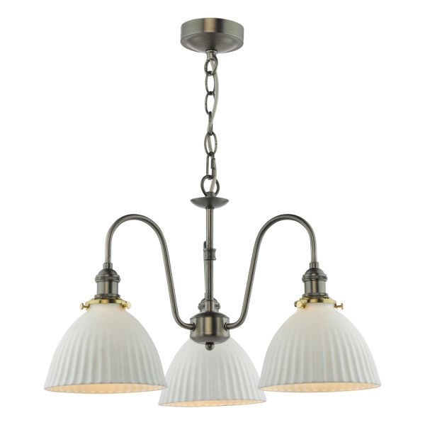 Żyrandol Dar Lighting HAD0361-09 Hadano 3 Light Pendant Antique Chrome and White