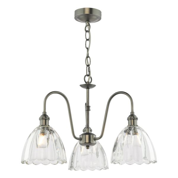 Люстра Dar Lighting HAD0361-11 Hadano 3 Light Pendant Antique Chrome and Glass