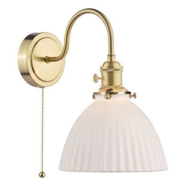 Бра Dar Lighting HAD0740-09 Hadano Wall Light Natural Brass & Ceramic Domed Shade