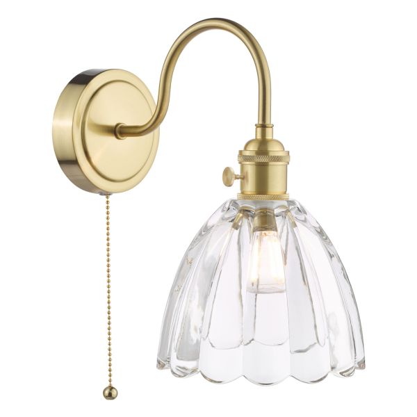 Бра Dar Lighting HAD0740-11 Hadano Wall Light Natural Brass and Scalloped Bell Glass
