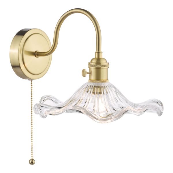 Бра Dar Lighting HAD0740-12 Hadano Wall Light Natural Brass and Wavy Glass