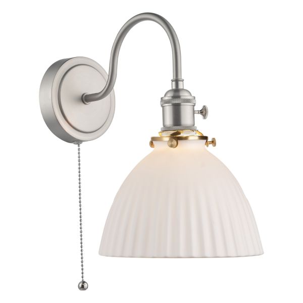 Бра Dar Lighting HAD0761-09 Hadano Wall Light Antique Chrome & Ceramic Domed Shade