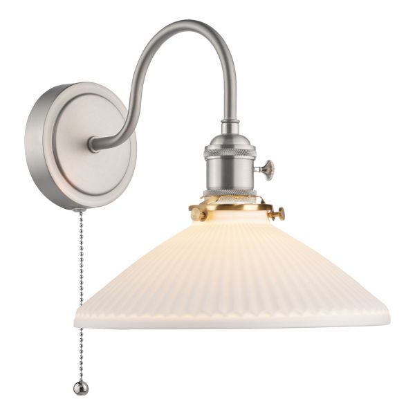 Бра Dar Lighting HAD0761-10 Hadano Wall Light Antique Chrome & Ceramic Shallow Shade