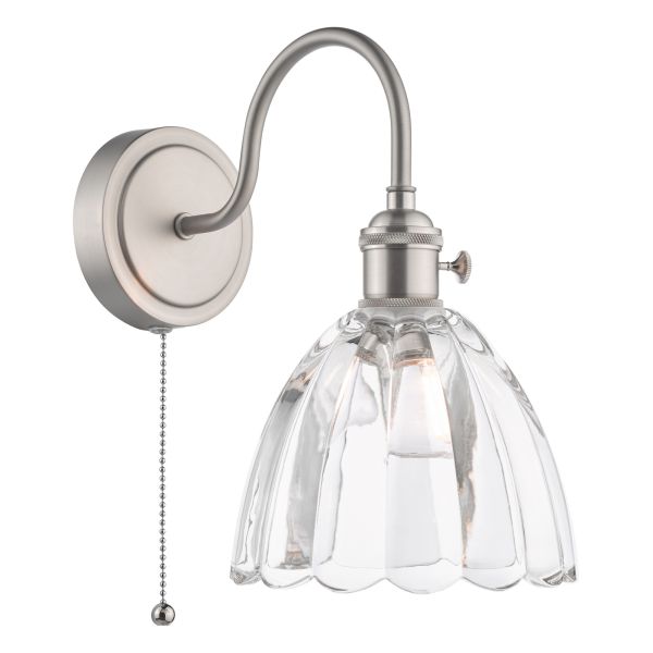 Бра Dar Lighting HAD0761-11 Hadano Wall Light Antique Chrome and Scalloped Bell Glass