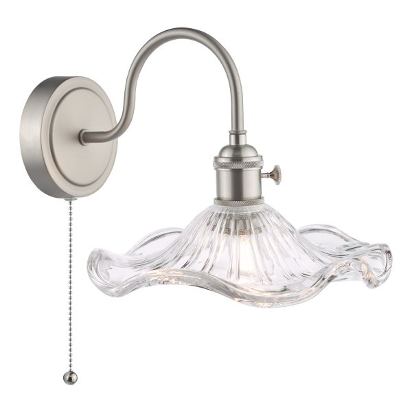 Бра Dar Lighting HAD0761-12 Hadano Wall Light Antique Chrome and Wavy Glass