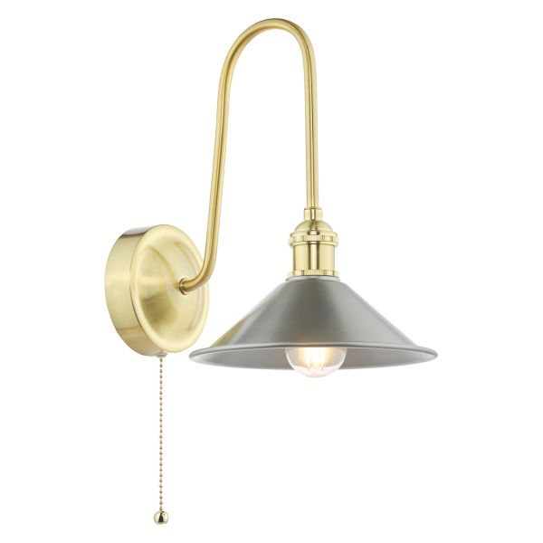 Kinkiet Dar Lighting HAD7140-02 Hadano Wall Light Natural Brass and Antique Chrome