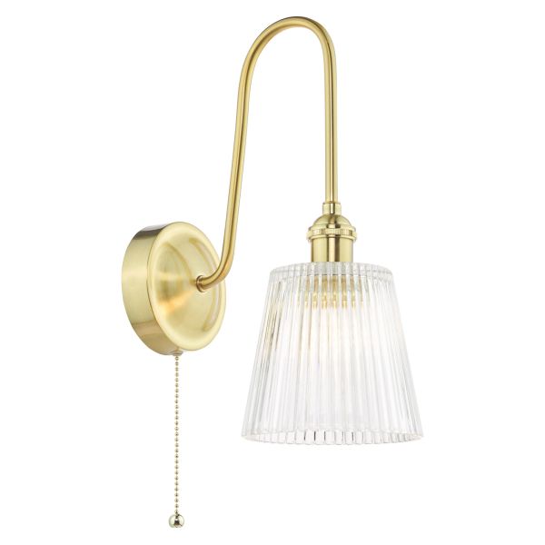 Бра Dar Lighting HAD7140-05 Hadano Wall Light Natural Brass and Ribbed Glass