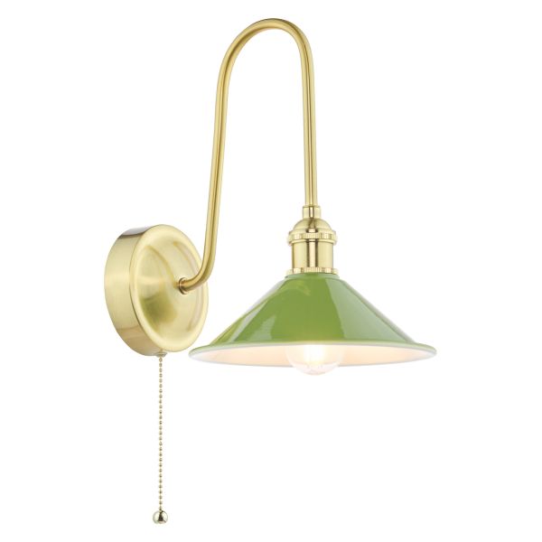 Бра Dar Lighting HAD7140-07 Hadano Wall Light Natural Brass and Matt Green