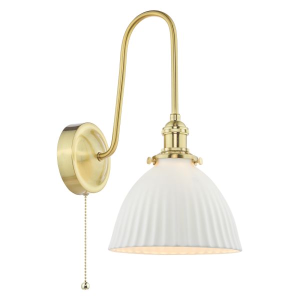 Kinkiet Dar Lighting HAD7140-09 Hadano Wall Light Natural Brass and White