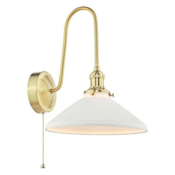 Kinkiet Dar Lighting HAD7140-10 Hadano Wall Light Natural Brass and White