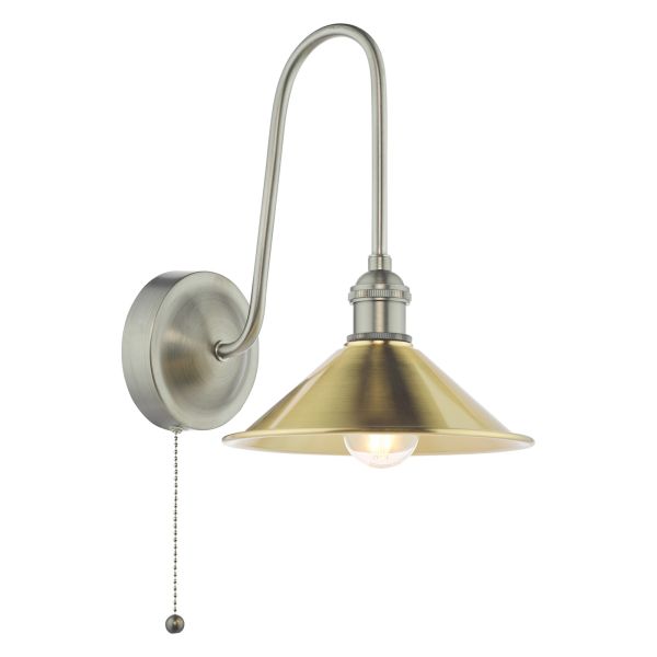 Kinkiet Dar Lighting HAD7161-01 Hadano Wall Light Antique Chrome and Aged Brass