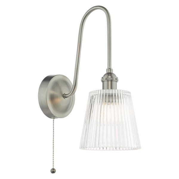 Бра Dar Lighting HAD7161-05 Hadano Wall Light Antique Chrome and Ribbed Glass