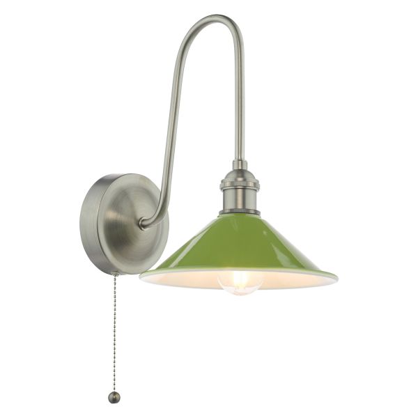 Бра Dar Lighting HAD7161-07 Hadano Wall Light Antique Chrome and Matt Green