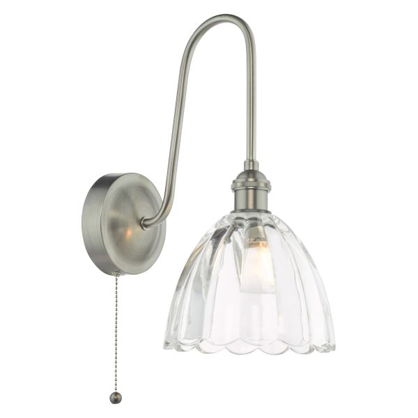 Бра Dar Lighting HAD7161-11 Hadano Wall Light Antique Chrome and Glass