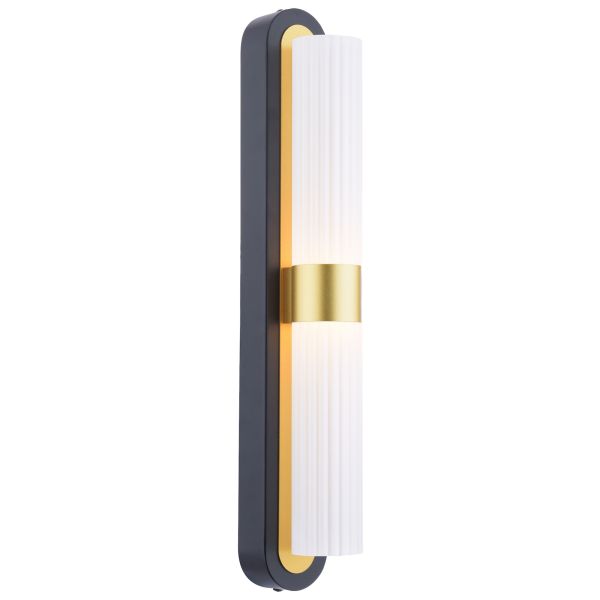 Kinkiet Dar Lighting HES0954 Hessel 2 Light Wall Light Matt Black and Satin Gold LED