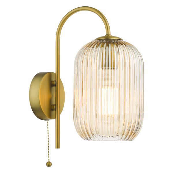 Бра Dar Lighting IDR0763-SAW6506 Idra Wall Light Aged Bronze and Champagne Ribbed Glass