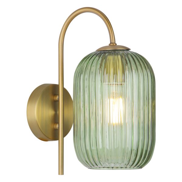 Бра Dar Lighting IDR0763-SAW6524 Idra Wall Light Aged Bronze and Green Ribbed Glass