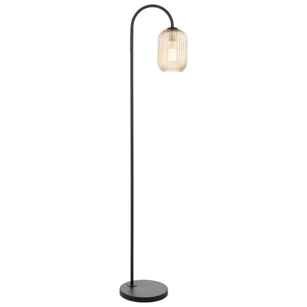 Торшер Dar Lighting IDR4922-SAW6506 Idra Floor Lamp Matt Black and Champagne Ribbed Glass