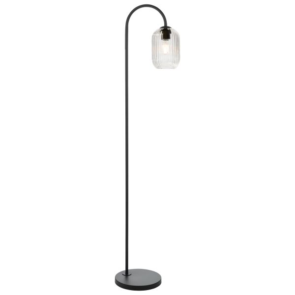 Торшер Dar Lighting IDR4922-SAW6508 Idra Floor Lamp Matt Black and Ribbed Glass