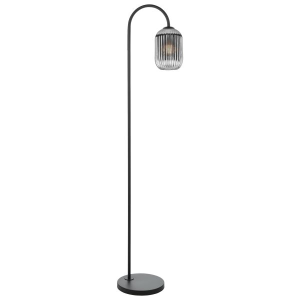 Торшер Dar Lighting IDR4922-SAW6510 Idra Floor Lamp Matt Black and Smoked Ribbed Glass