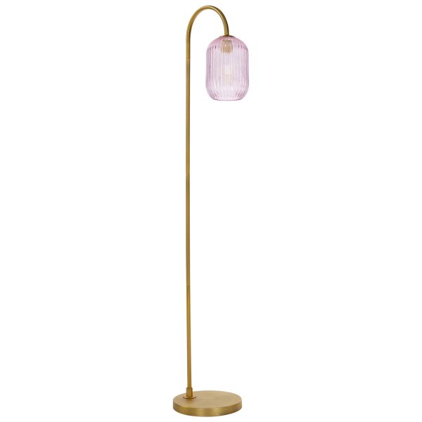Торшер Dar Lighting IDR4963-SAW6503 Idra Floor Lamp Aged Bronze and Pink Ribbed Glass