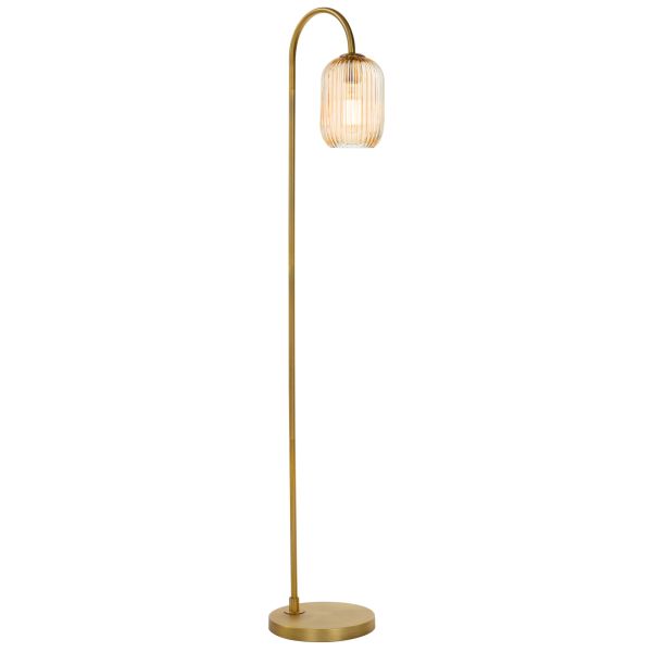 Торшер Dar Lighting IDR4963-SAW6506 Idra Floor Lamp Aged Bronze and Champagne Ribbed Glass