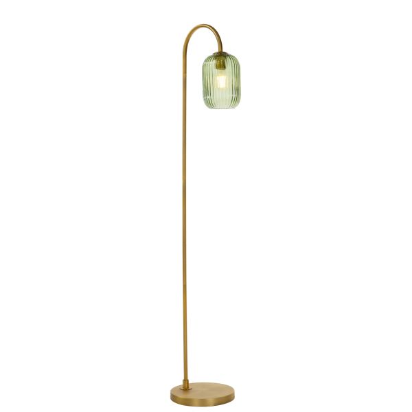 Торшер Dar Lighting IDR4963-SAW6524 Idra Floor Lamp Aged Bronze and Green Ribbed Glass