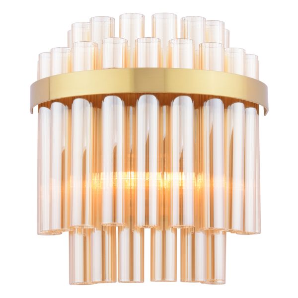 Kinkiet Dar Lighting IMA0935 Imani 2 Light Wall Light Natural Brass and Champagne Glass