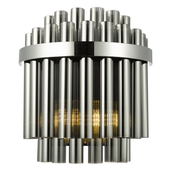 Бра Dar Lighting IMA0950 Imani 2 Light Wall Light Polished Chrome and Smoked Ribbed Glass
