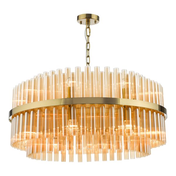 Люстра Dar Lighting IMA1635 Imani 16 Light Pendant Natural Brass and Champagne Glass