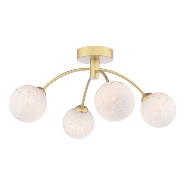 Żyrandol Dar Lighting IZZ0435-17 Izzy 4 Light Semi-Flush Matt Gold With White Confetti Glass