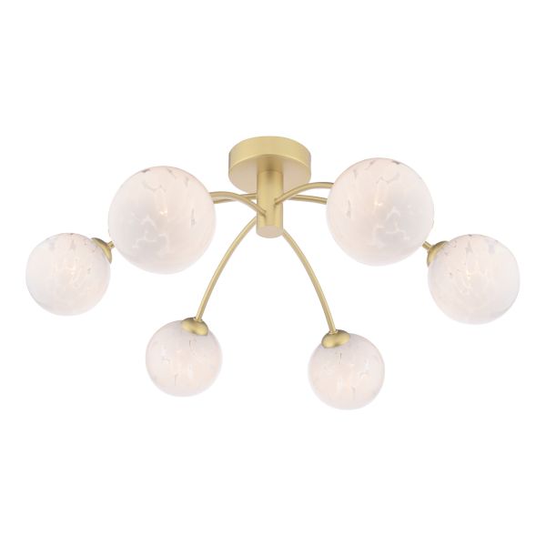 Żyrandol Dar Lighting IZZ0635-17 Izzy 6 Light Semi-Flush Matt Gold With White Confetti Glass