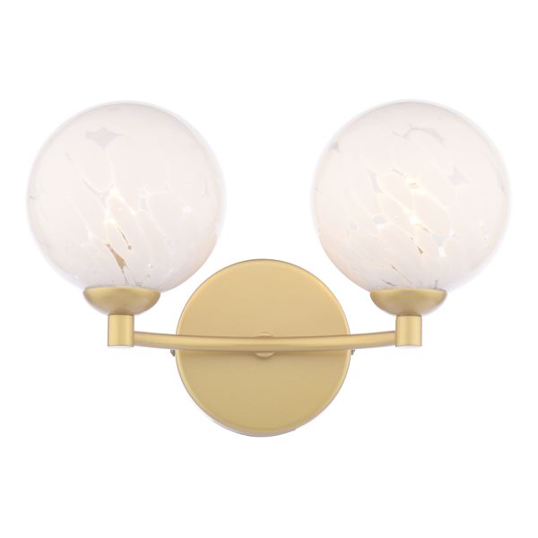 Kinkiet Dar Lighting IZZ0935-17 Izzy 2 Light Wall Light Matt Gold With White Confetti Glass