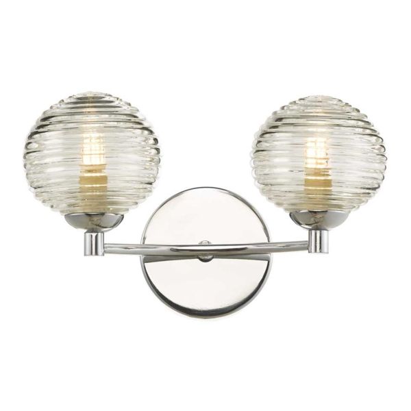 Бра Dar Lighting IZZ0950-F + GL8 x 2 Izzy 2 Light Wall Light Polished Chrome