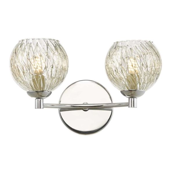 Бра Dar Lighting IZZ0950-F + GL9 x 2 Izzy 2 Light Wall Light Polished Chrome