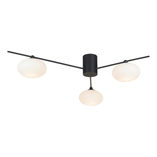 Люстра Dar Lighting JAS5322 Jasper 3 Light Semi Flush Matt Black Opal glass