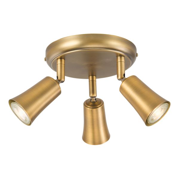 Spot Dar Lighting JED7642 Jedrek 3 Light Single Spotlight Aged Brass
