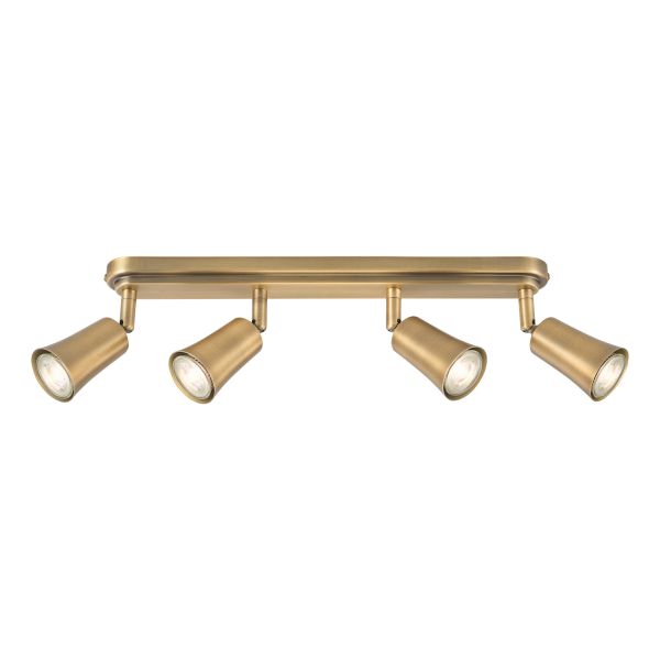 Spot Dar Lighting JED8442 Jedrek 4 Light Bar Spotlight Aged Brass