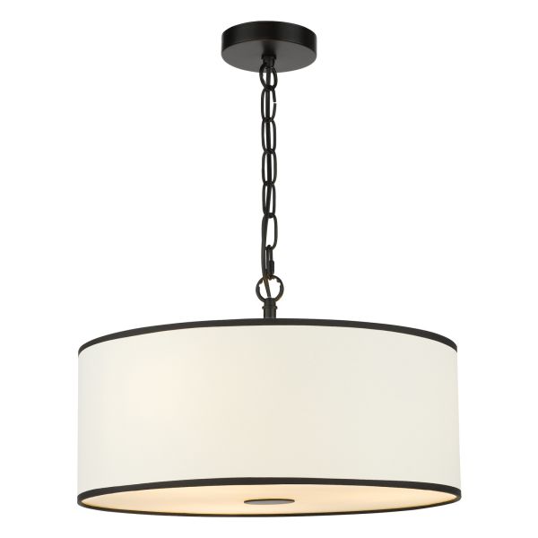 Люстра Dar Lighting JEM0322 Jemima 3 Light Pendant White and Matt Black With Shade