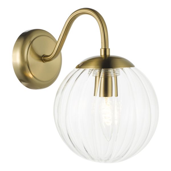 Kinkiet Dar Lighting JOC0742 Jocelyn Wall Light Natural Brass and Glass