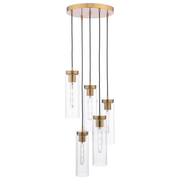 Підвісний світильник Dar Lighting JOD0563 Jodelle 5 Light Cluster Pendant Polished Bronze and Glass