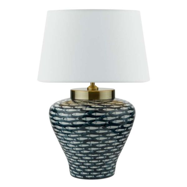 Настільна лампа Dar Lighting JOY4223 + CEZ162 Cezanne Joy Table Lamp Blue-White Fish Motif