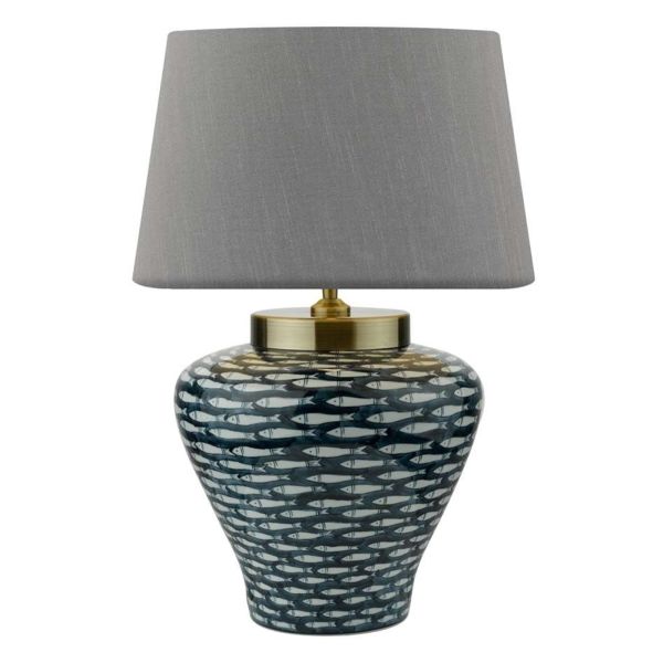 Настільна лампа Dar Lighting JOY4223 + CEZ1639 Cezanne Joy Table Lamp Blue-White Fish Motif