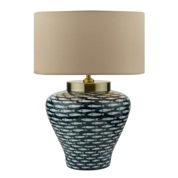 Настільна лампа Dar Lighting JOY4223 + HIL1629 Hilda Joy Table Lamp Blue-White Fish Motif